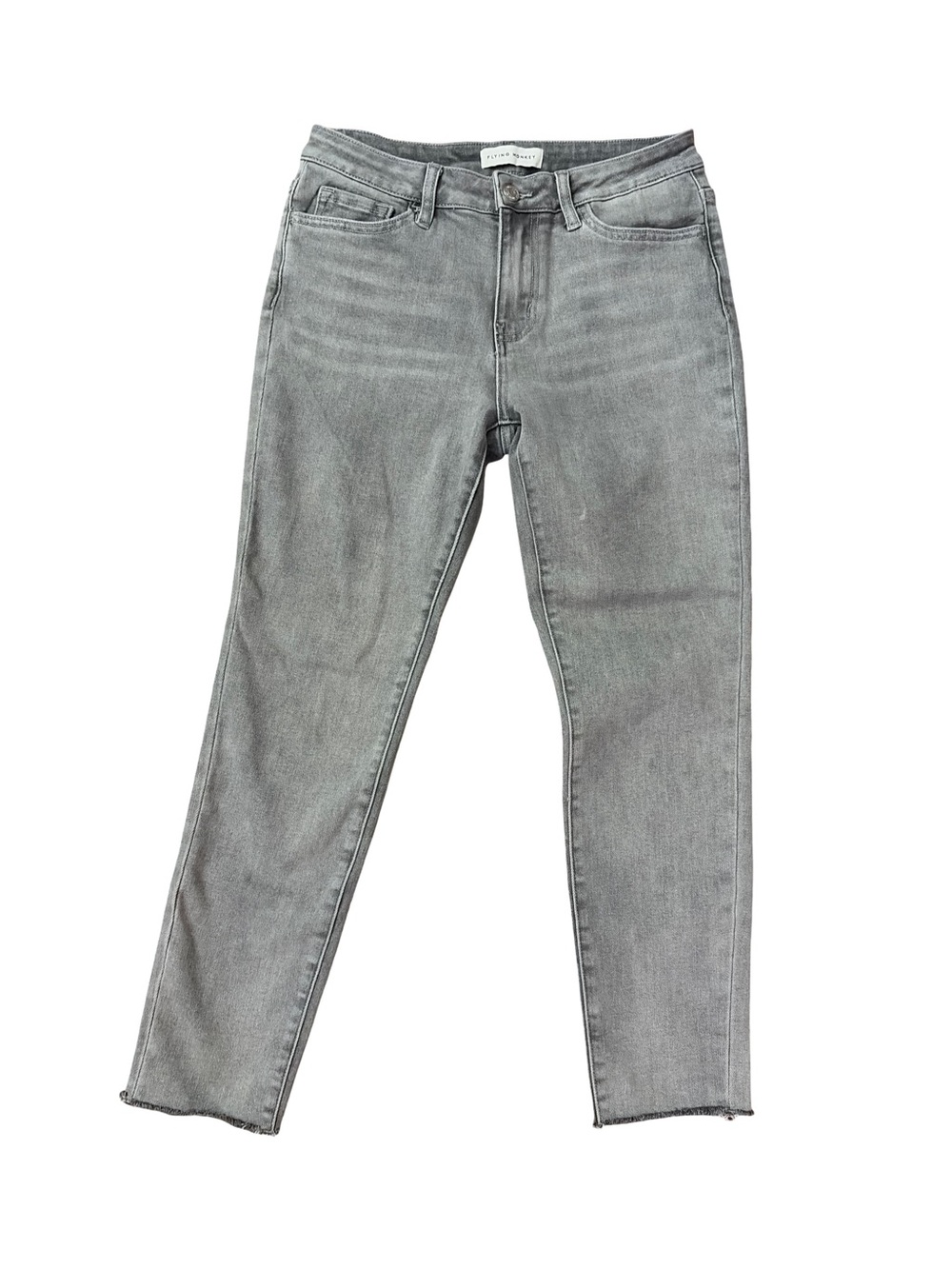 Flying Monkey Gray Mid Rise Raw Hem Skinny Jeans Size 28
